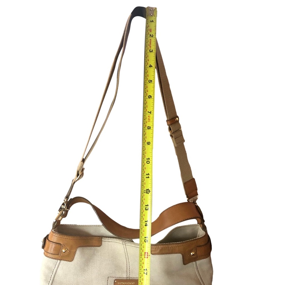 BURBERRY Blue Label Light Beige Canvas Bag with Leather Trim and Crossbody Strap - Picture 14 of 17
